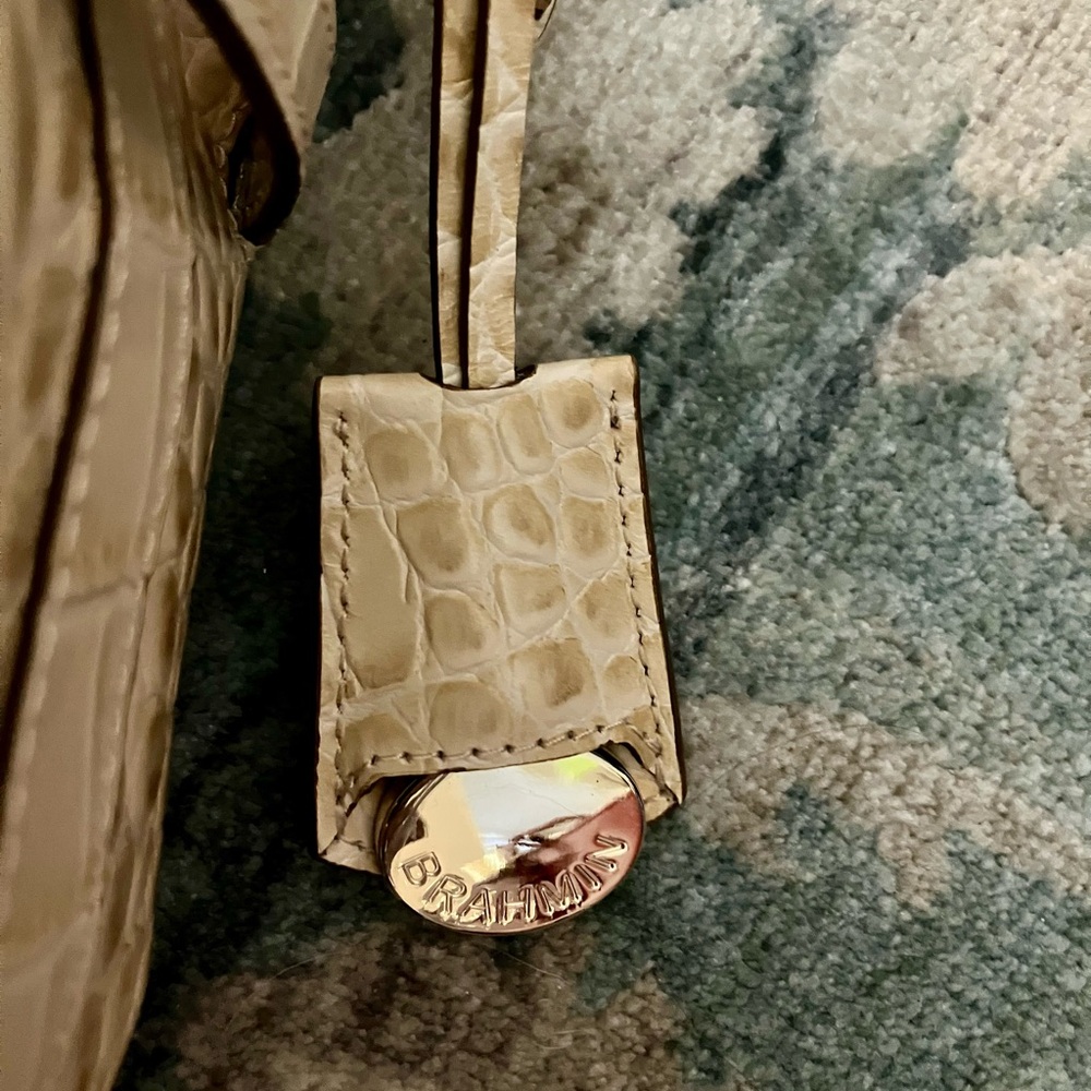 Brahmin Cream Crocodile-Embossed Shoulder Bag - Picture 2 of 14